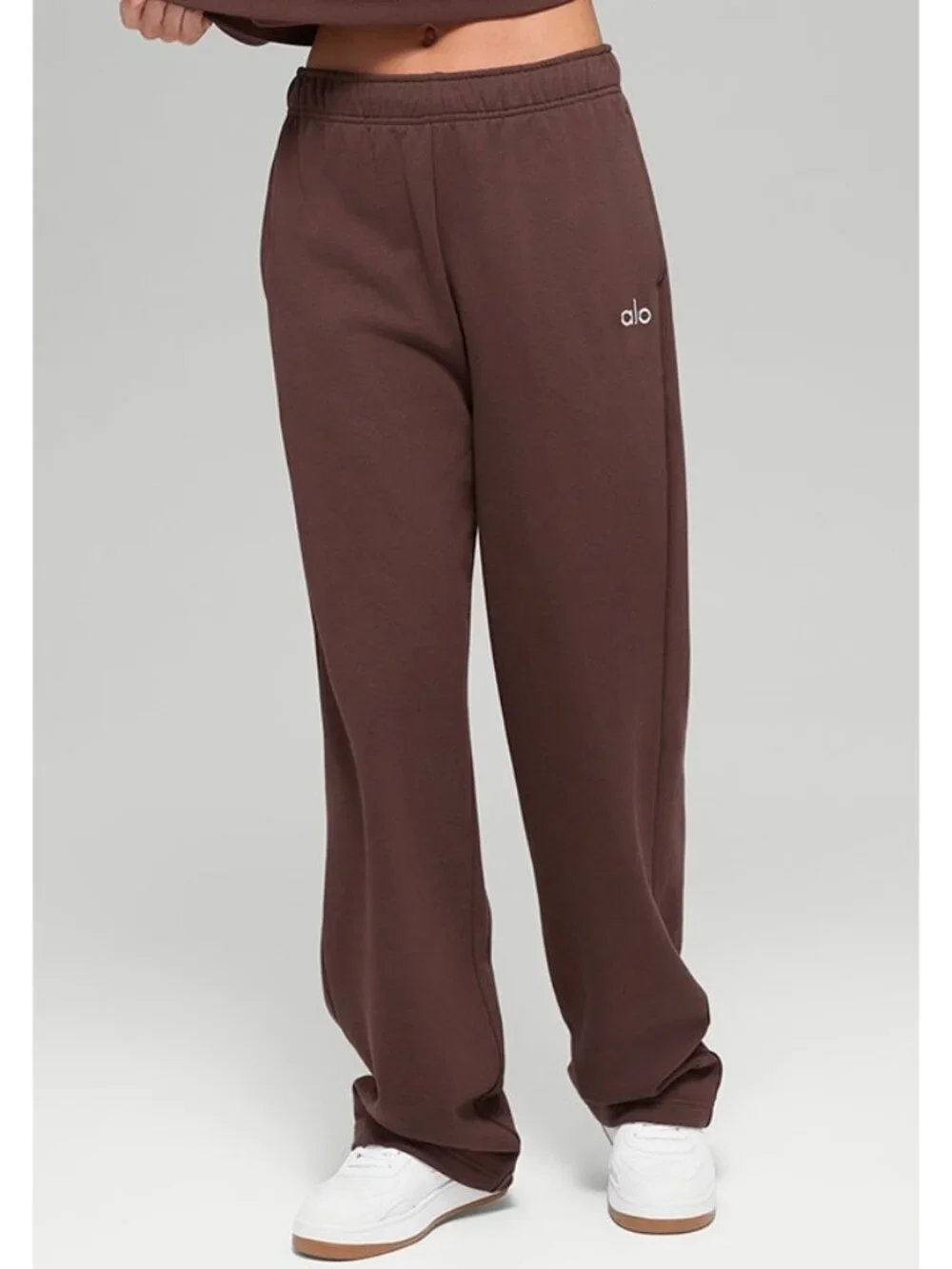Alo Accolade Straight Leg Sweatpants Brownstone High-Rise Waist Sweats Joggers M